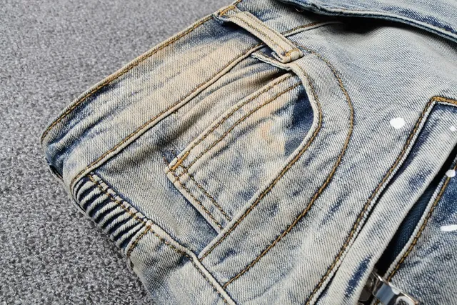 Distressed Paint-Splatter Slim-Fit Jeans 11