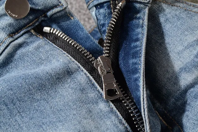 Distressed Ripped Patched Light-Wash Blue Jeans 12