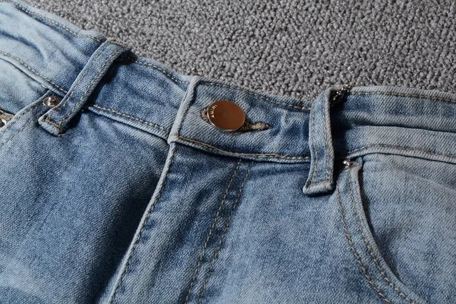 Distressed Ripped Patched Light-Wash Blue Jeans 16