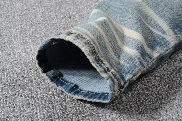 Distressed Slim-Fit Light-Wash Blue Jeans 2