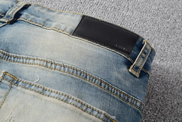 Distressed Slim-Fit Light-Wash Blue Jeans 3