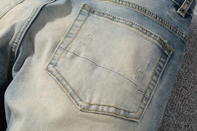 Distressed Slim-Fit Light-Wash Blue Jeans 4