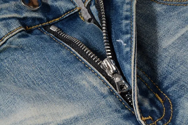 Distressed Slim-Fit Light-Wash Blue Jeans 10