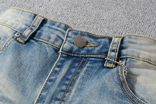 Distressed Slim-Fit Light-Wash Blue Jeans 11