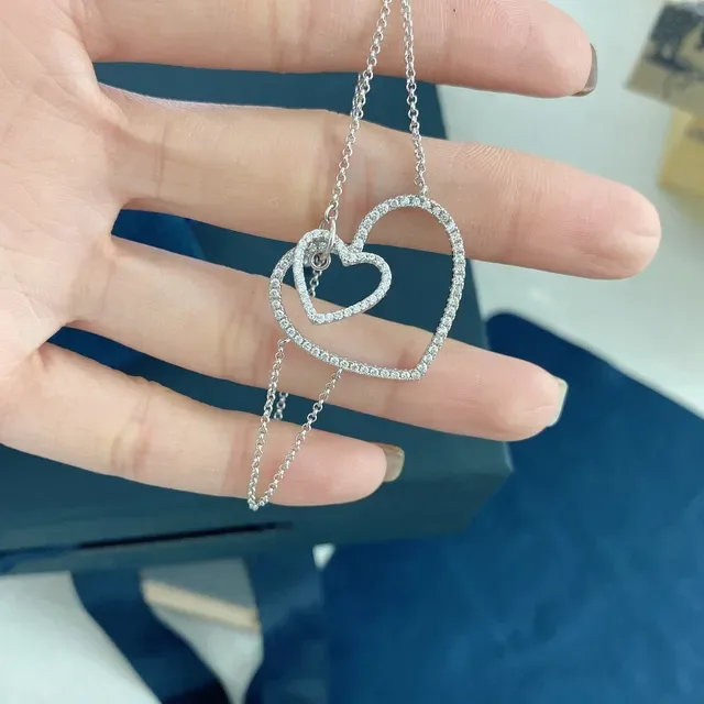 Double Heart Pavé Outline Bracelet 5