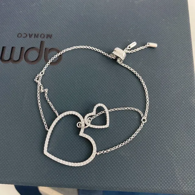 Double Heart Pavé Outline Bracelet 7
