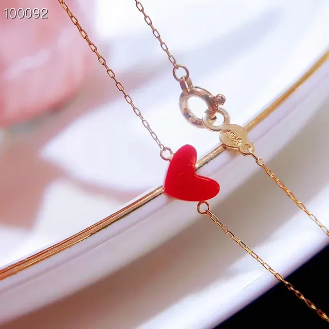 Double-Layered Red Enamel Heart Pendant Necklaces 5