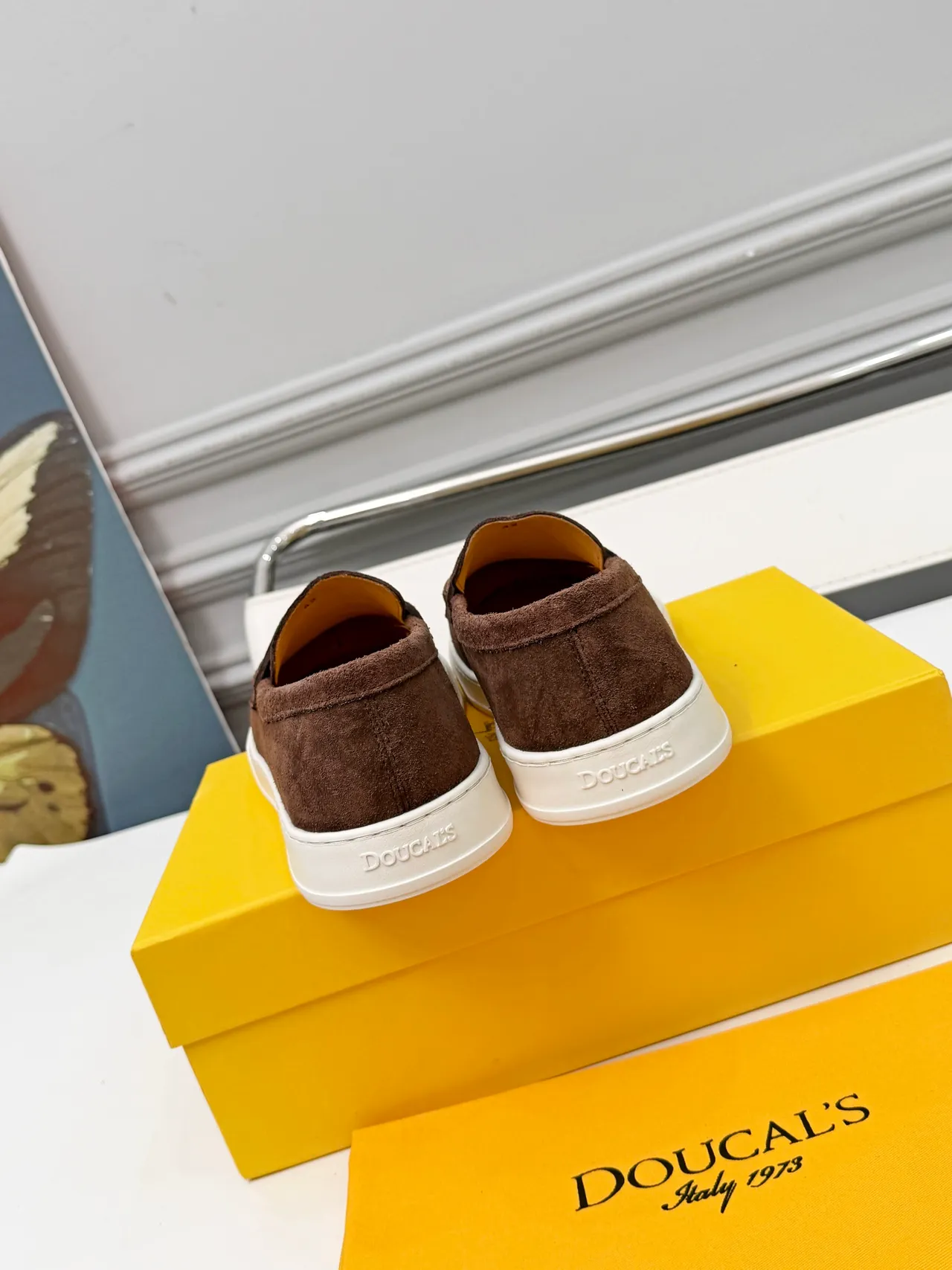 DOUCAL'S Brown White Suede Upper Penny Strap Loafer 3