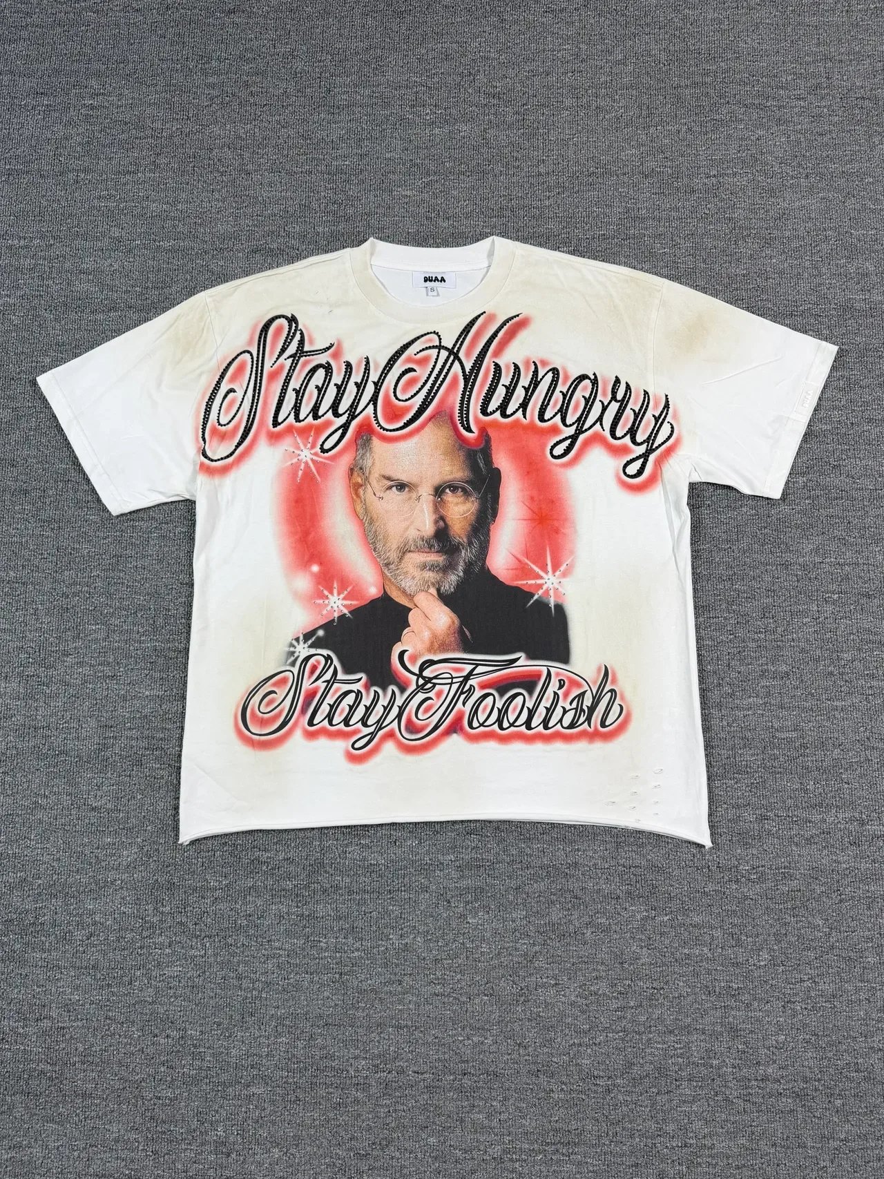 DUAA Stay Hungry Stay Foolish Graphic Distressed T-Shirt 6