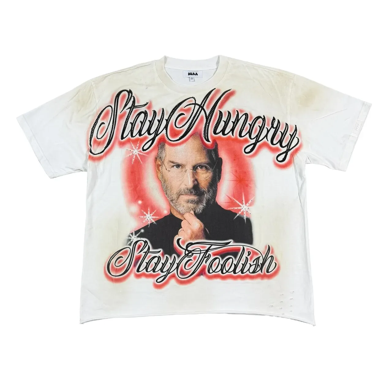 DUAA Stay Hungry Stay Foolish Graphic Distressed T-Shirt 9