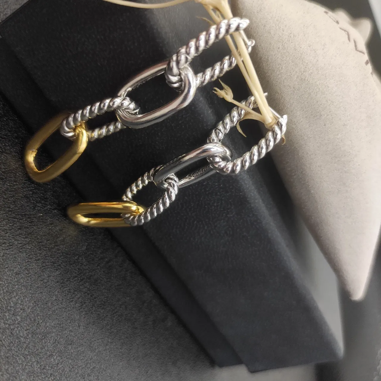 Dual-Tone Twisted Rope Link Earrings 6