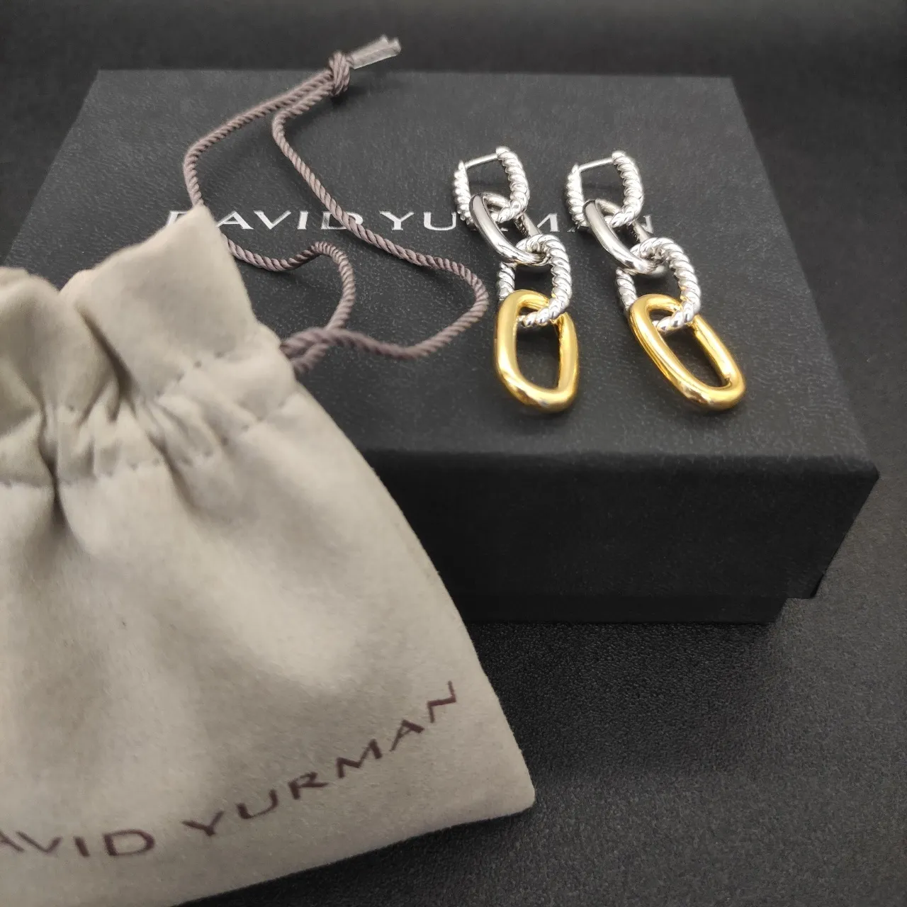 Dual-Tone Twisted Rope Link Earrings 9