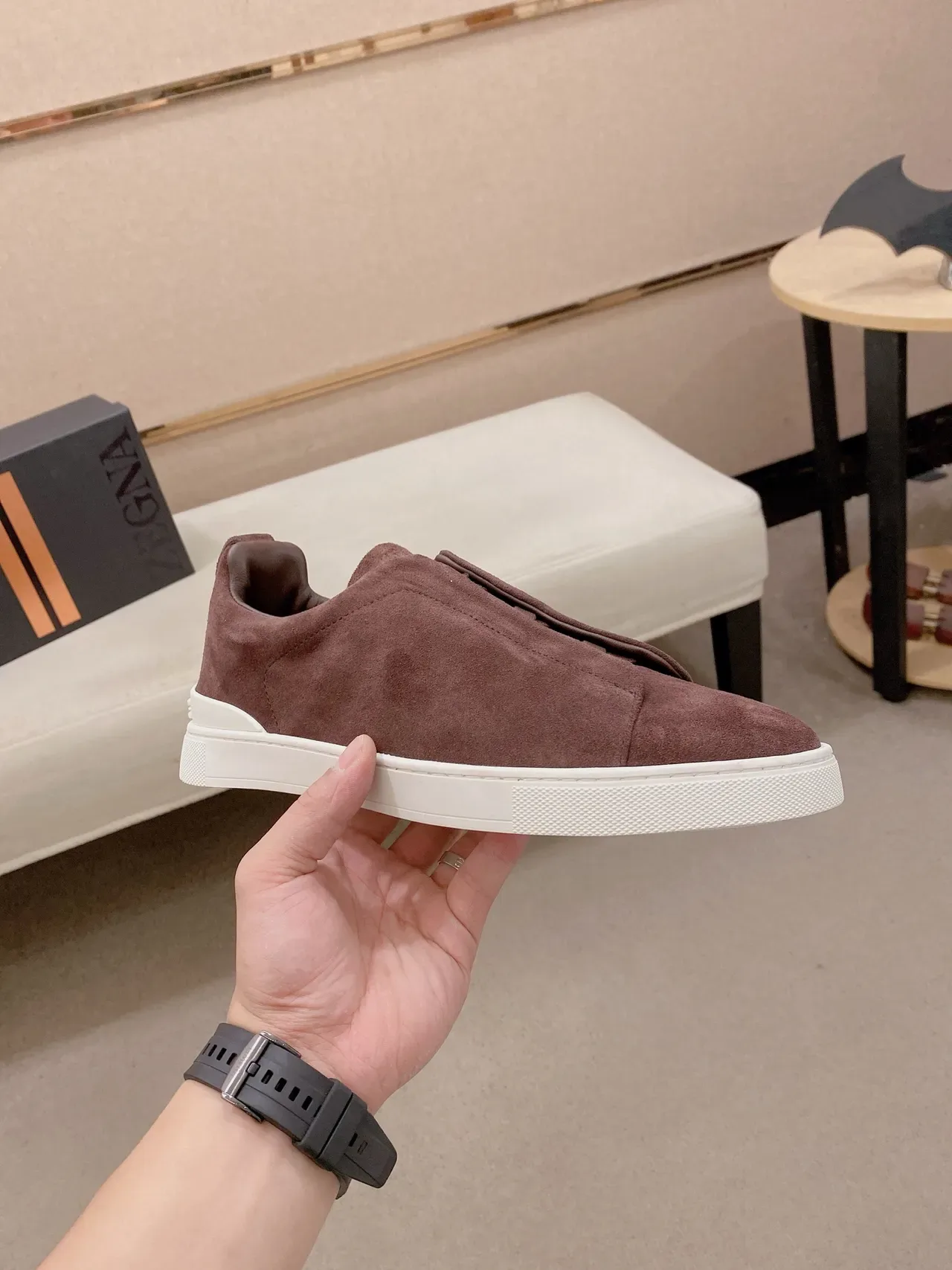 Dusty Rose Suede Slip-On Sneaker 4