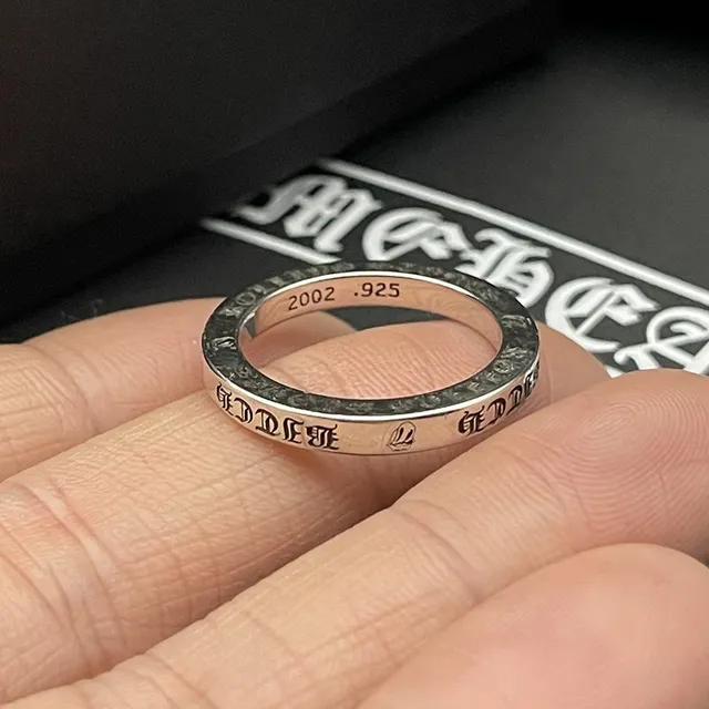 Engraved Polished Silver Metal Ring 3
