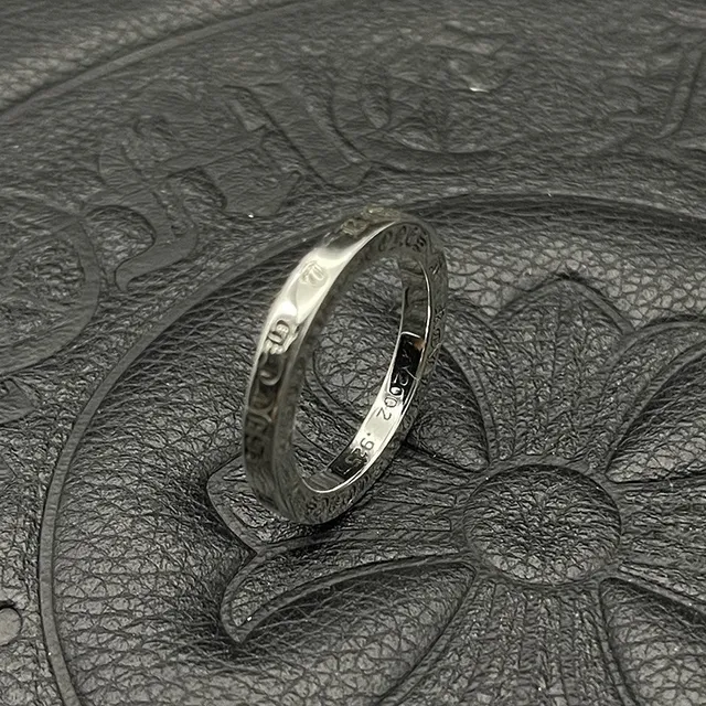 Engraved Polished Silver Metal Ring 8
