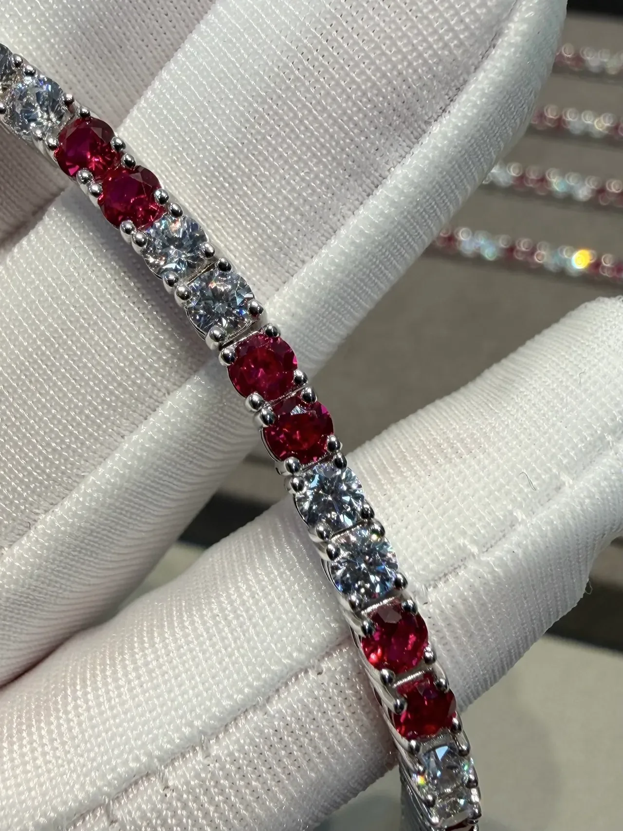 Five-Stone Alternating Diamond and Ruby Channel-Set Ring 2