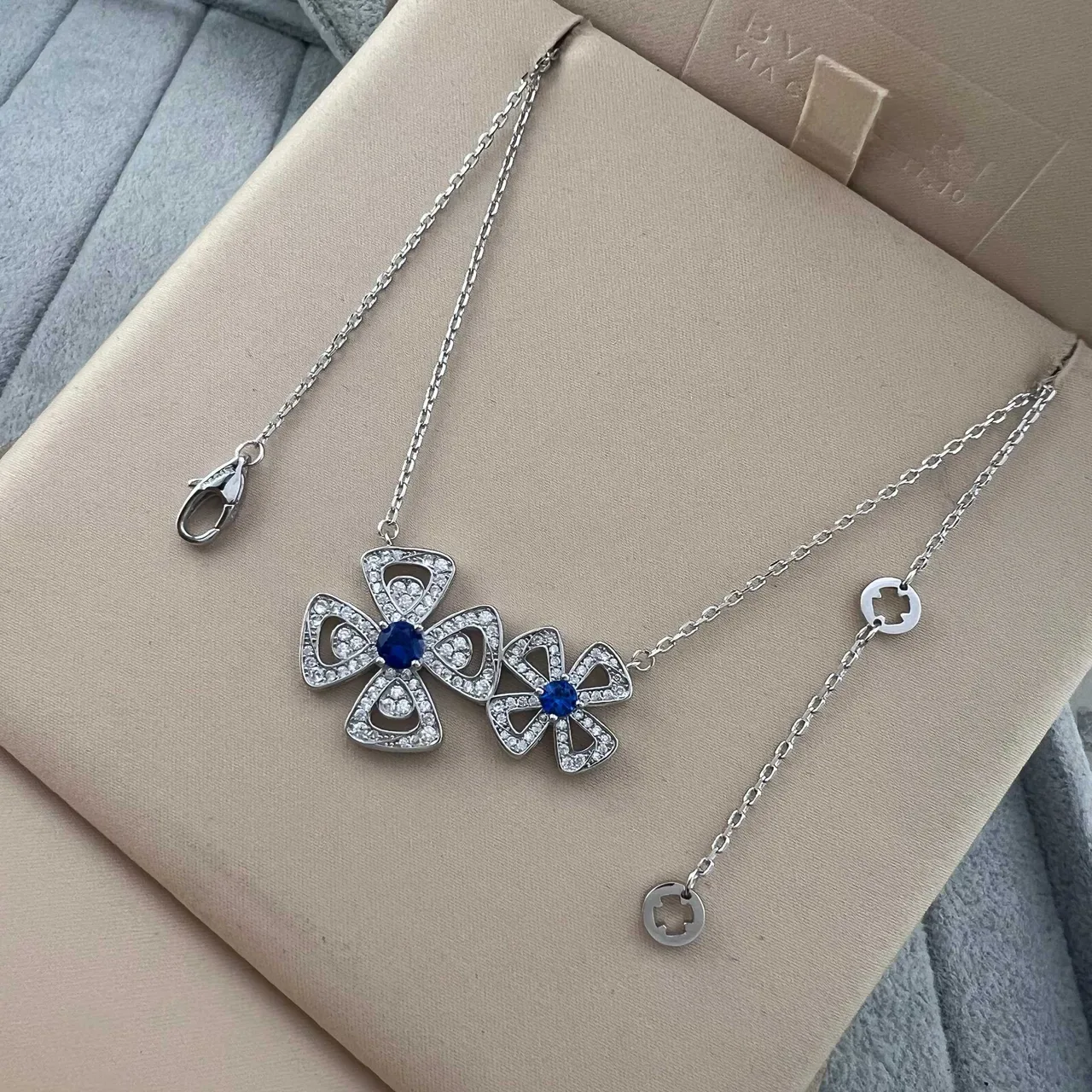 Floral Double-Pendant Pavé Crystal Necklace 5