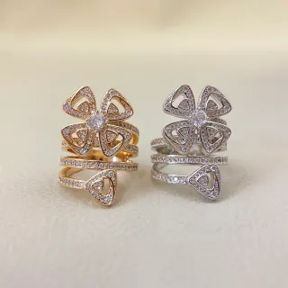 Floral Openwork Pave Crystal Wrap Rings