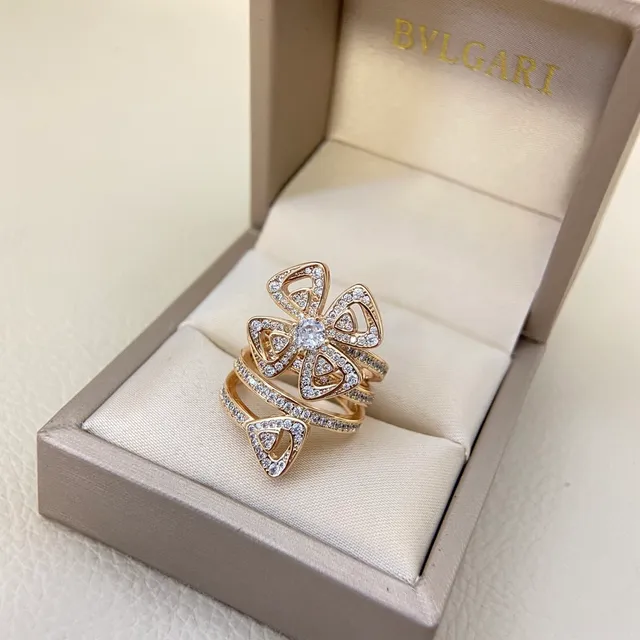 Floral Openwork Pave Crystal Wrap Rings 6