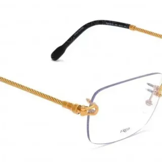 Fred Gold Black Rimless Twisted Wire Arms Optical Glasses