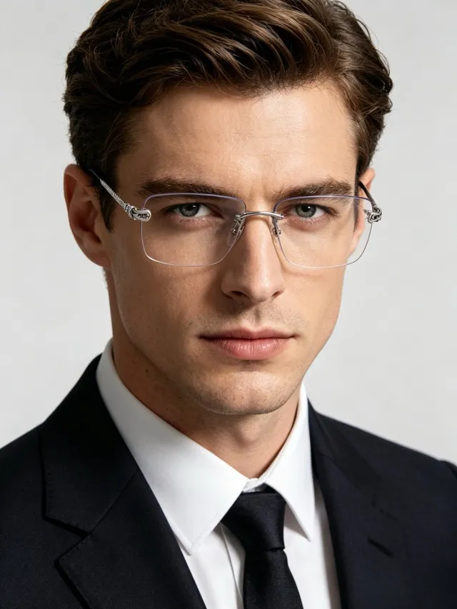 Fred Gold Black Rimless Twisted Wire Arms Optical Glasses 4
