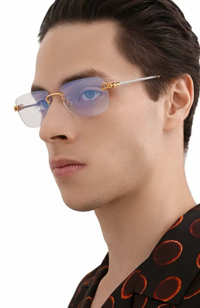 Fred Gold Black Rimless Twisted Wire Arms Optical Glasses 6