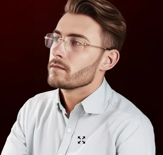 Fred Gold Black Rimless Twisted Wire Arms Optical Glasses 8