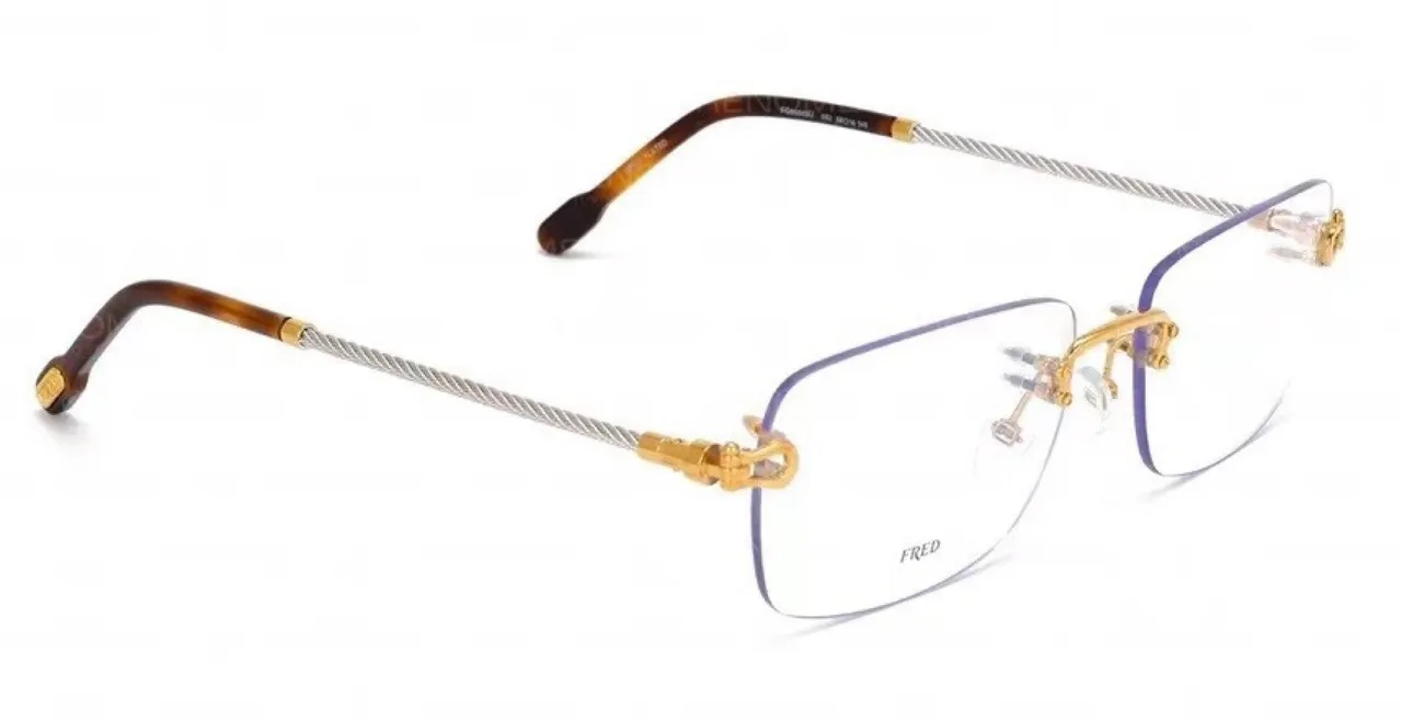 Fred Gold Black Rimless Twisted Wire Arms Optical Glasses 9