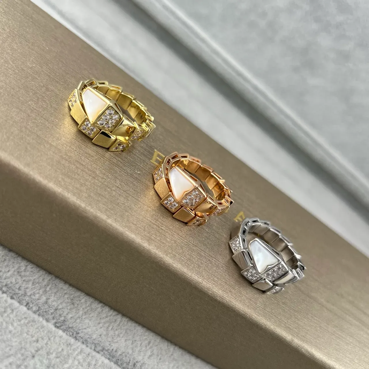 Geometric Pavé-Diamond Triangular-Stone Rings 4