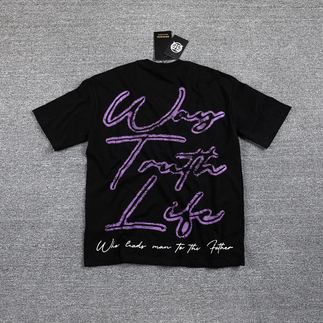 GLAZA GOD Graphic Print Purple Crucifix Oversized T-Shirt 3