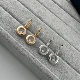 Gold and Silver Circular Open-Frame Floating Stone Earrings