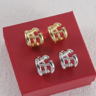 Gold and Silver Interlocking Bar Hoop Earrings