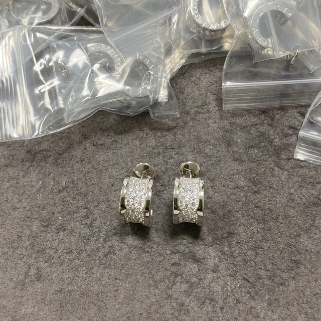 Gold and Silver Pavé-Set Hinged Hoop Earrings 2