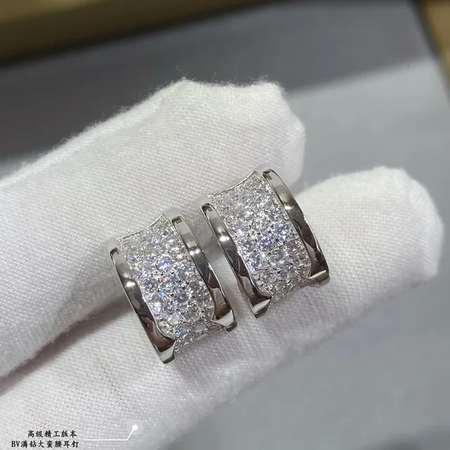 Gold and Silver Pavé-Set Hinged Hoop Earrings 3
