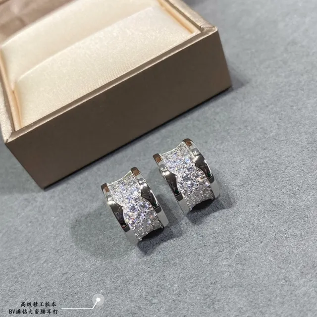Gold and Silver Pavé-Set Hinged Hoop Earrings 7