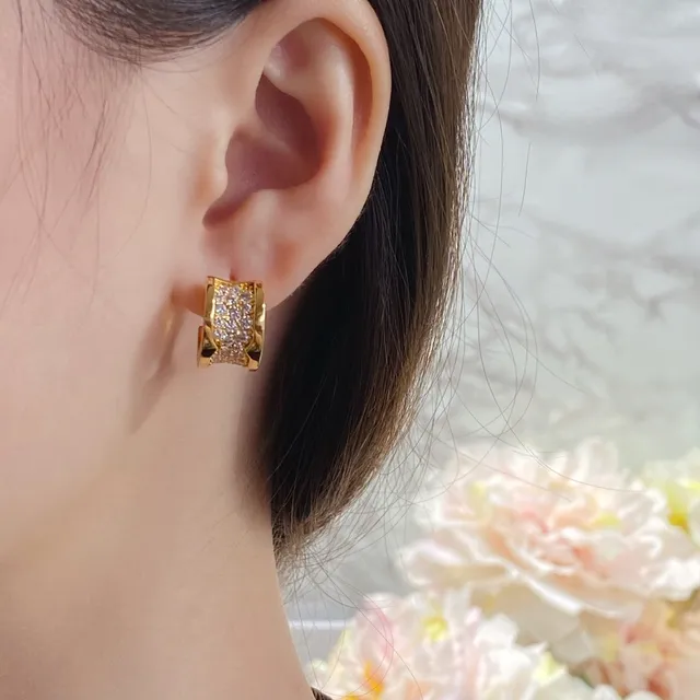 Gold and Silver Pavé-Set Hinged Hoop Earrings 10