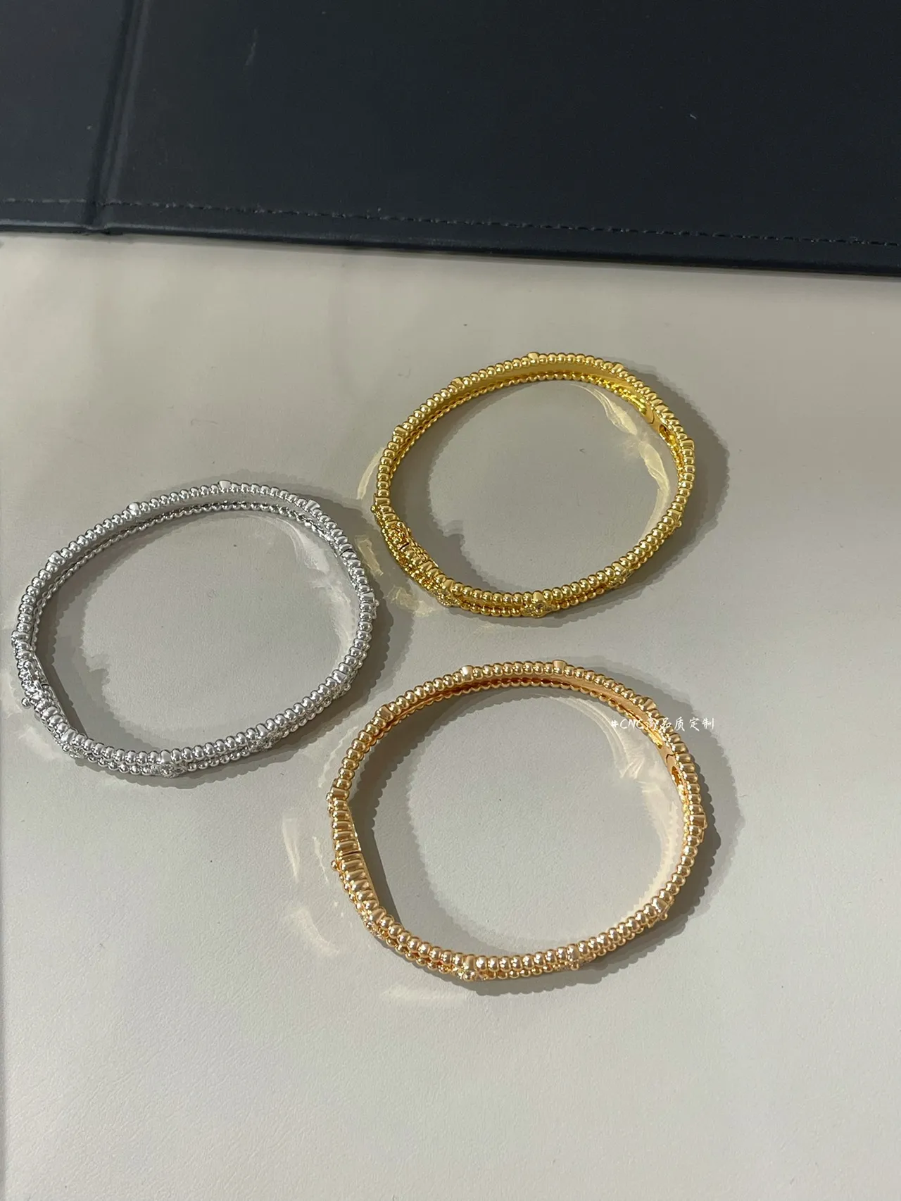 Gold and Silver Tone Beaded Pavé Floral Bangle Bracelets 2