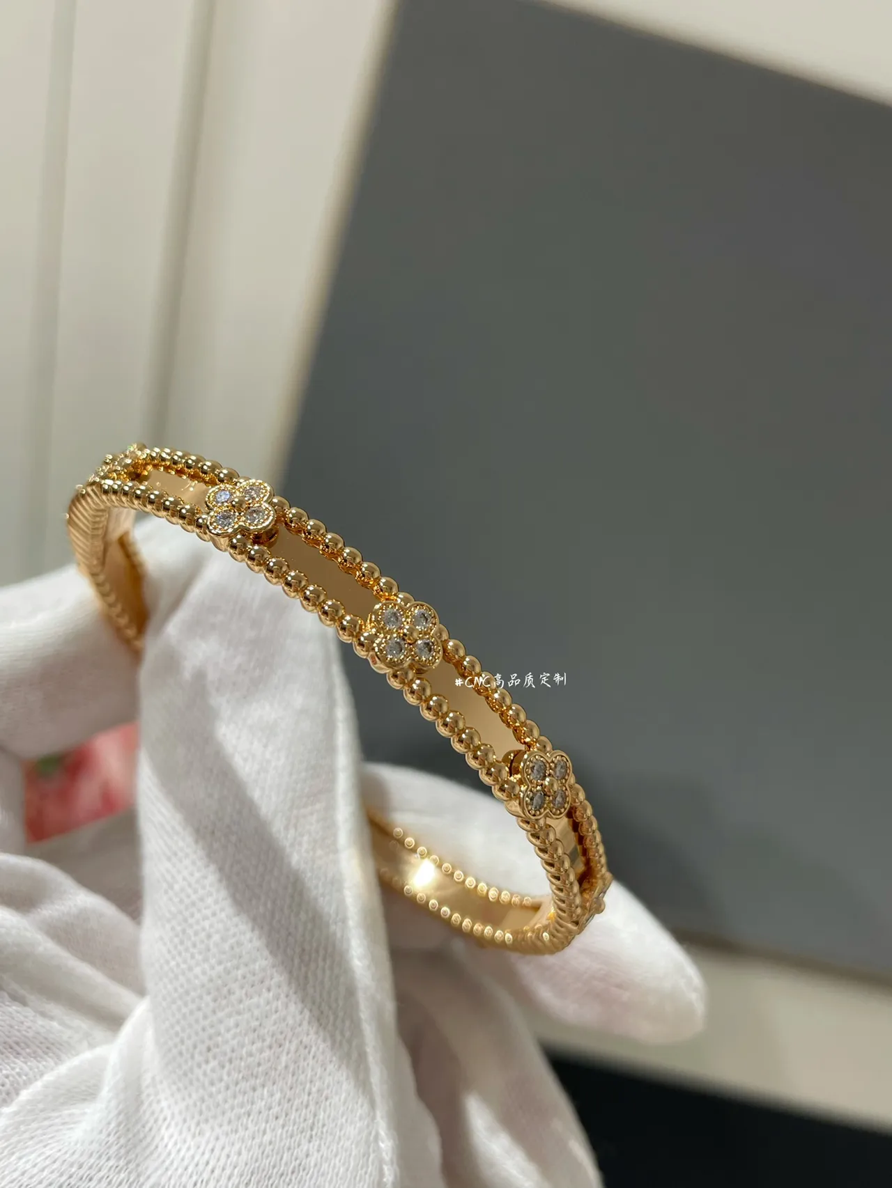 Gold and Silver Tone Beaded Pavé Floral Bangle Bracelets 7