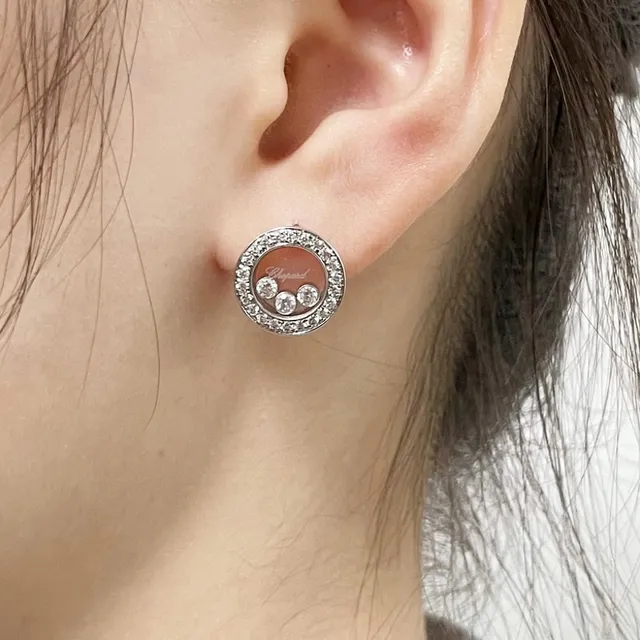 Gold and Silver Tone Pavé Circle Floating Stone Stud Earrings 9