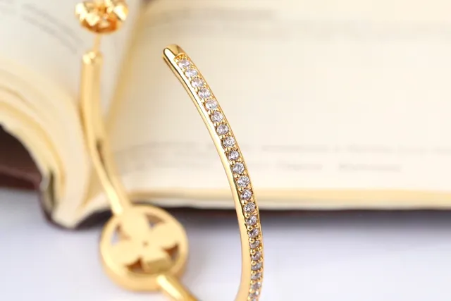 Gold and Silver Tone Pavé Floral Hoop Earrings 2