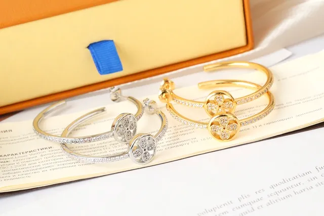 Gold and Silver Tone Pavé Floral Hoop Earrings 5