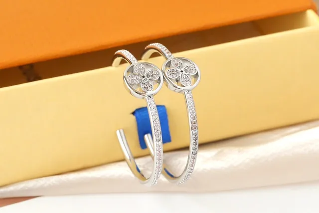 Gold and Silver Tone Pavé Floral Hoop Earrings 6