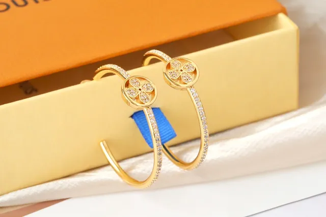 Gold and Silver Tone Pavé Floral Hoop Earrings 7