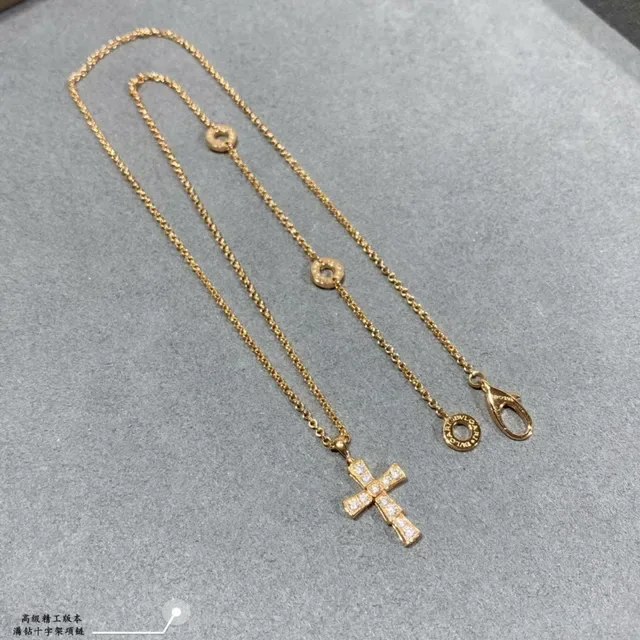 Gold and Silver Tone Pave-Set Cross Pendant Necklaces 3