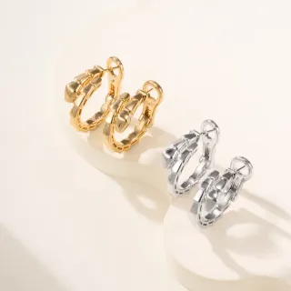Gold and Silver Tone Segmented Link Hinged Hoop Earrings