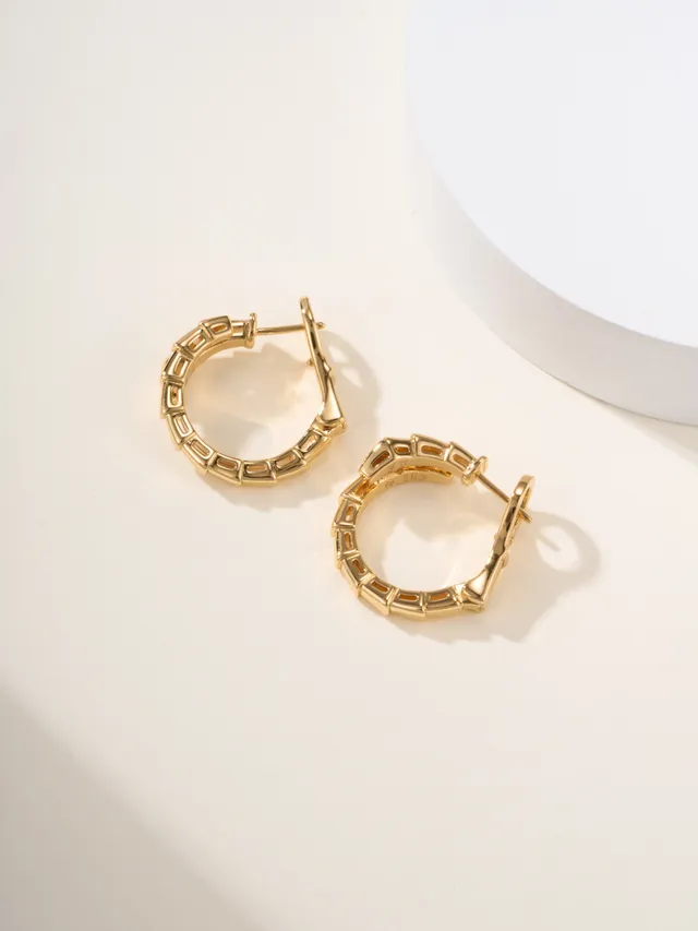 Gold and Silver Tone Segmented Link Hinged Hoop Earrings 8