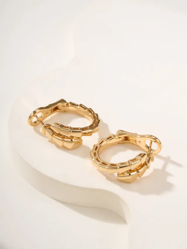 Gold and Silver Tone Segmented Link Hinged Hoop Earrings 10