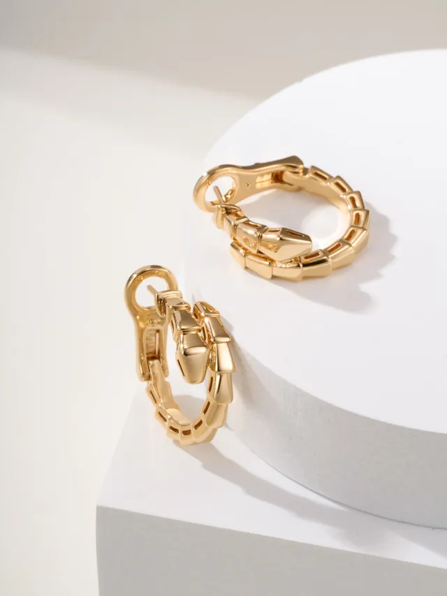 Gold and Silver Tone Segmented Link Hinged Hoop Earrings 12