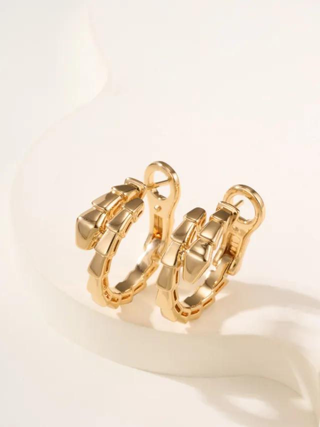 Gold and Silver Tone Segmented Link Hinged Hoop Earrings 15