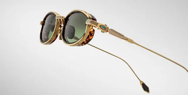 Lunettes de soleil avec cadre ovalé en métal fini or vert 4